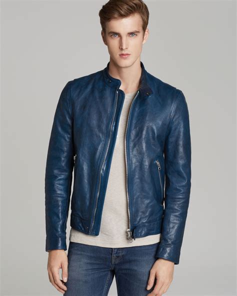 burberry leather jacket mens blue